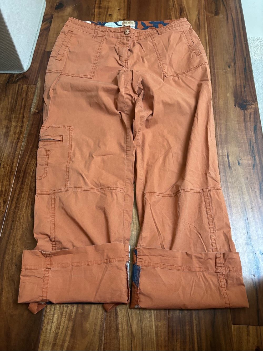 Women’s Casual Cargo Pants - Rust Orange